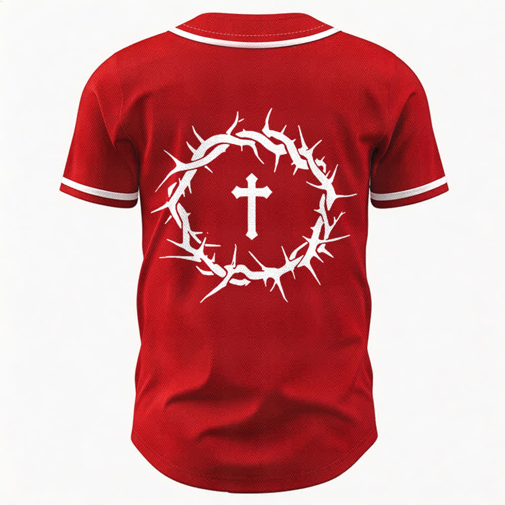 Christianartworkshop Faith Over Fear Deuteronomy 3:22 Crown of Thorns Cross Statement Baseball Jersey - image 30