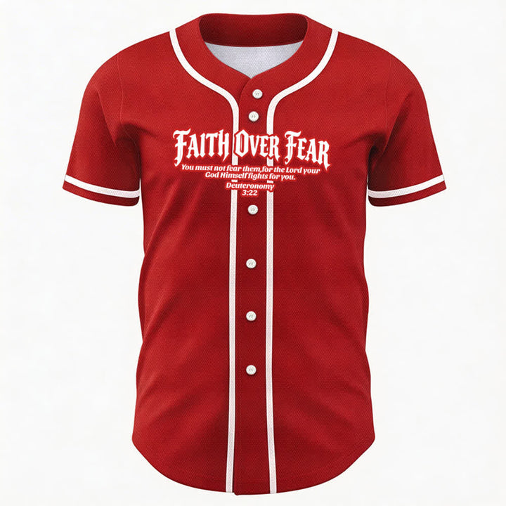 Christianartworkshop Faith Over Fear Deuteronomy 3:22 Crown of Thorns Cross Statement Baseball Jersey - image 29