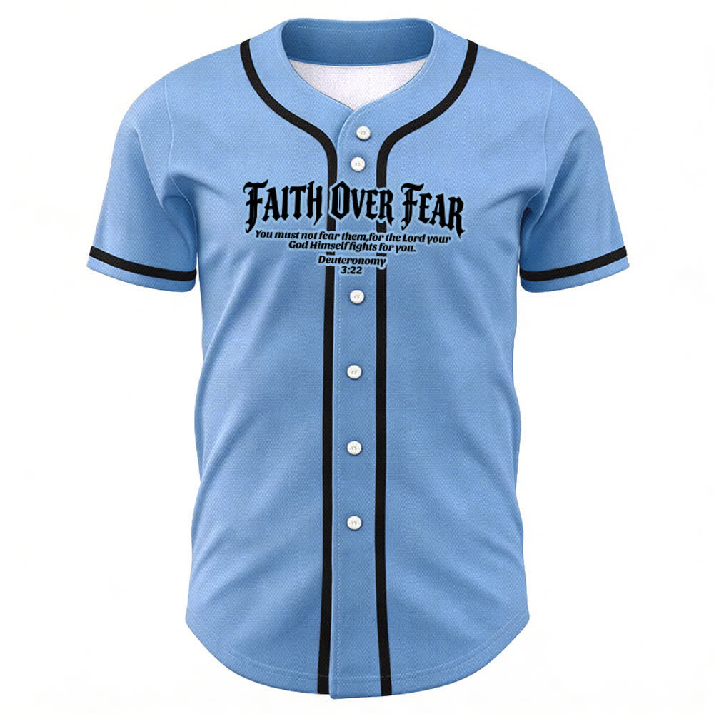 Christianartworkshop Faith Over Fear Deuteronomy 3:22 Crown of Thorns Cross Statement Baseball Jersey - image 43