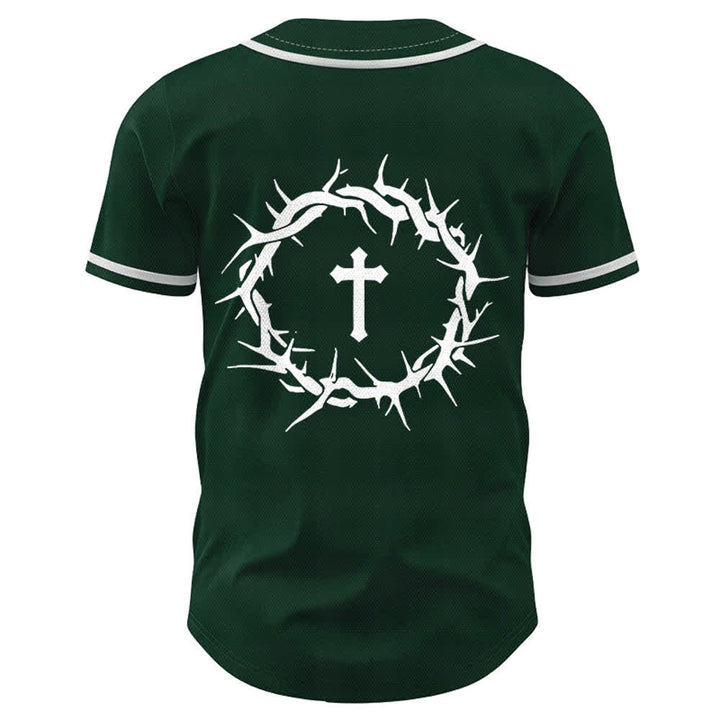 Christianartworkshop Faith Over Fear Deuteronomy 3:22 Crown of Thorns Cross Statement Baseball Jersey - image 51