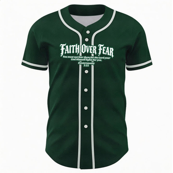 Christianartworkshop Faith Over Fear Deuteronomy 3:22 Crown of Thorns Cross Statement Baseball Jersey - image 50