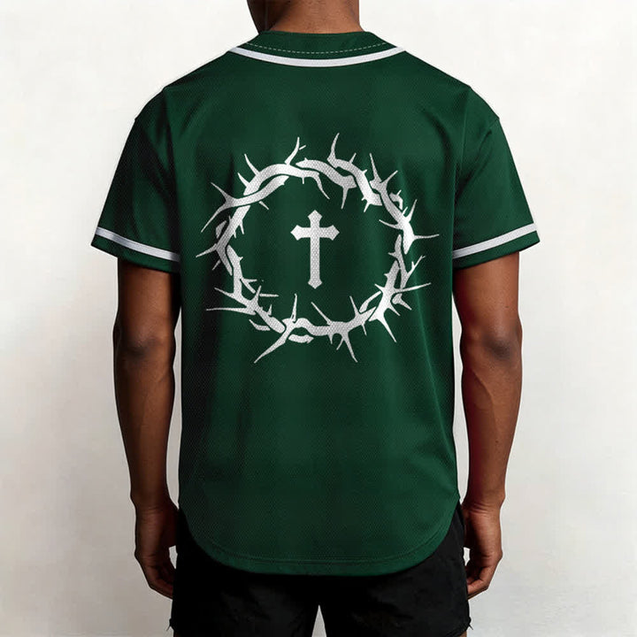 Christianartworkshop Faith Over Fear Deuteronomy 3:22 Crown of Thorns Cross Statement Baseball Jersey - image 55