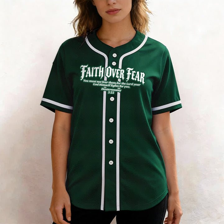 Christianartworkshop Faith Over Fear Deuteronomy 3:22 Crown of Thorns Cross Statement Baseball Jersey - image 52