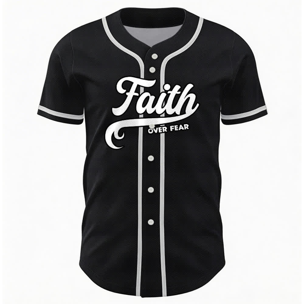 Christianartworkshop Faith Over Fear Custom Name Number Unisex Baseball Jersey - image 2