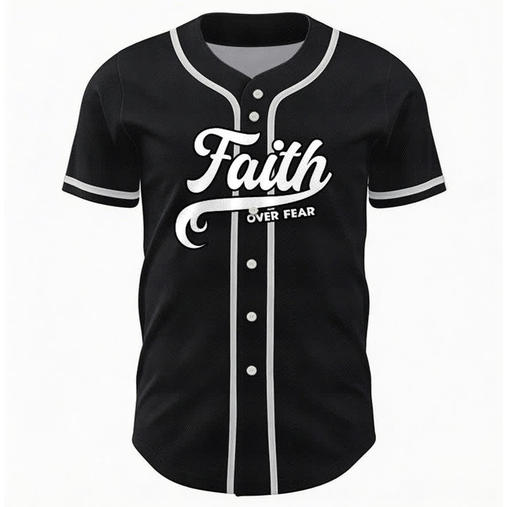 Christianartworkshop Faith Over Fear Custom Name Number Unisex Baseball Jersey - image 2