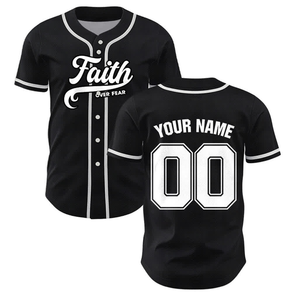 Christianartworkshop Faith Over Fear Custom Name Number Unisex Baseball Jersey - image 1