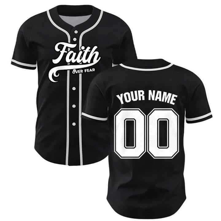Christianartworkshop Faith Over Fear Custom Name Number Unisex Baseball Jersey - image 1