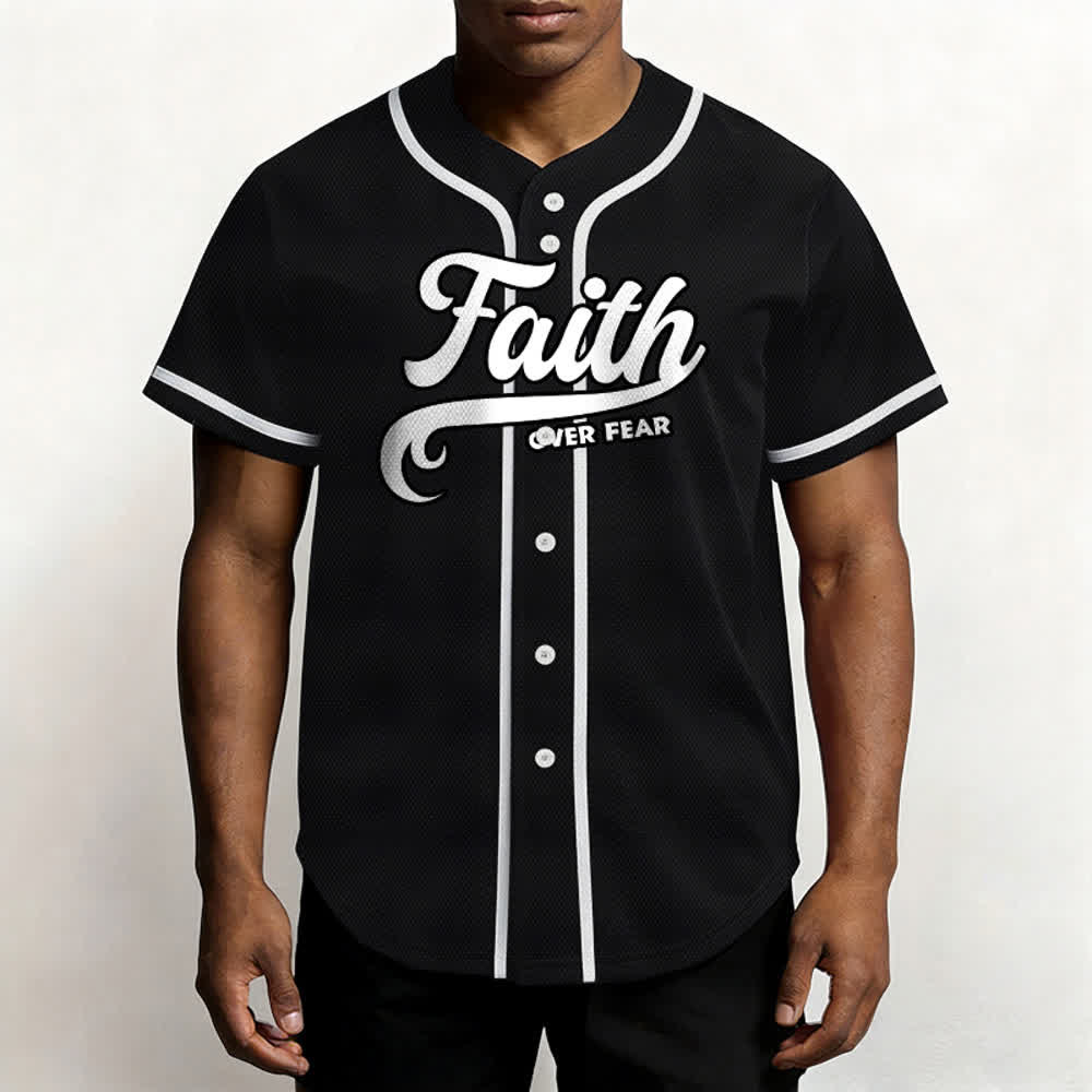Christianartworkshop Faith Over Fear Custom Name Number Unisex Baseball Jersey - image 4