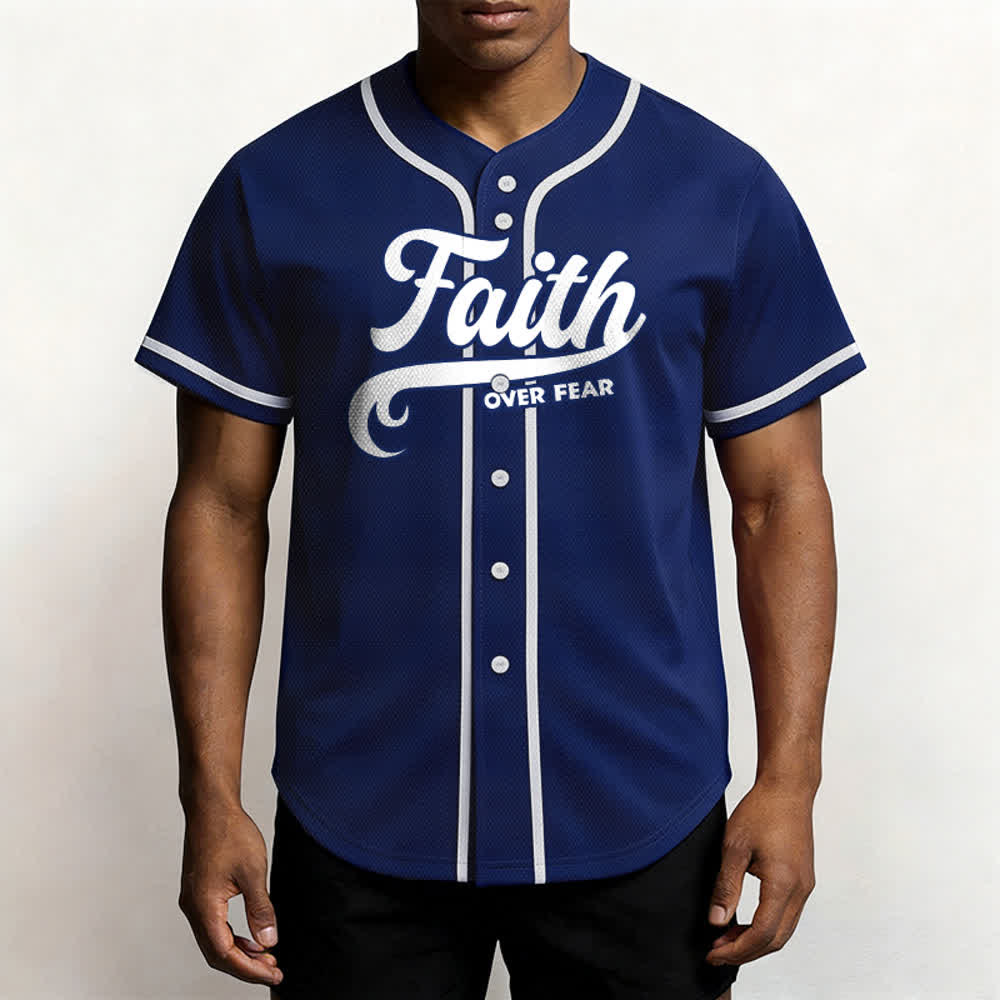 Christianartworkshop Faith Over Fear Custom Name Number Unisex Baseball Jersey - image 14