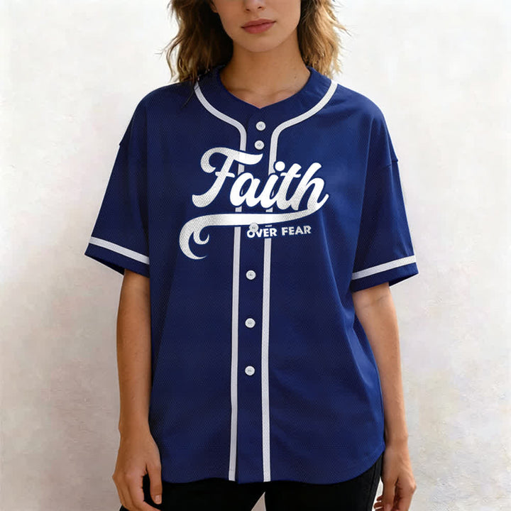 Christianartworkshop Faith Over Fear Custom Name Number Unisex Baseball Jersey - image 12
