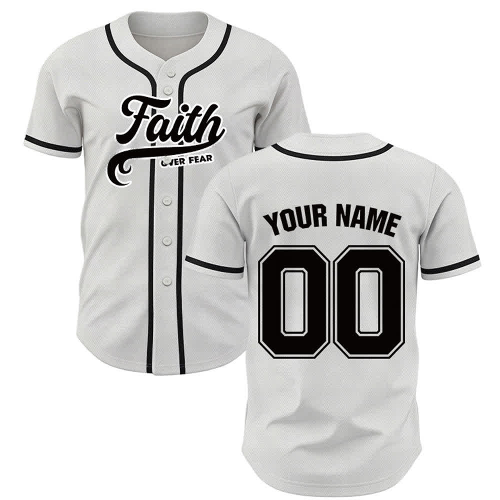 Christianartworkshop Faith Over Fear Custom Name Number Unisex Baseball Jersey - image 17