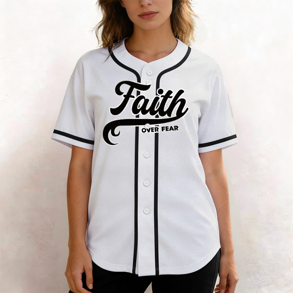 Christianartworkshop Faith Over Fear Custom Name Number Unisex Baseball Jersey - image 22