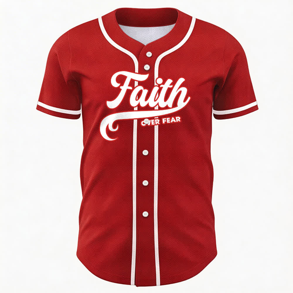 Christianartworkshop Faith Over Fear Custom Name Number Unisex Baseball Jersey - image 26