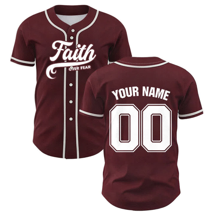 Christianartworkshop Faith Over Fear Custom Name Number Unisex Baseball Jersey - image 33
