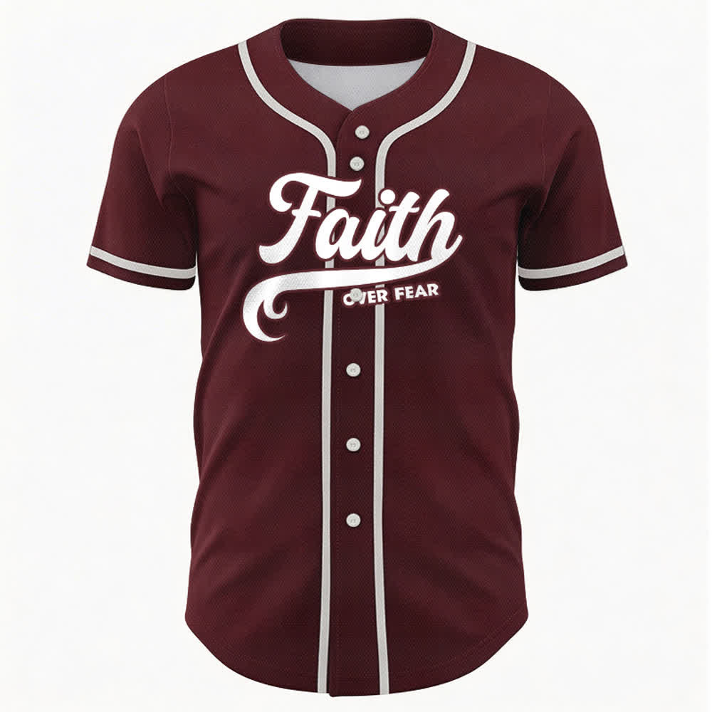 Christianartworkshop Faith Over Fear Custom Name Number Unisex Baseball Jersey - image 34