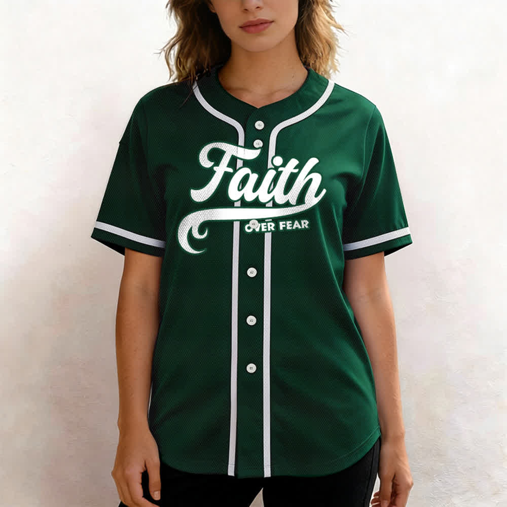 Christianartworkshop Faith Over Fear Custom Name Number Unisex Baseball Jersey - image 52