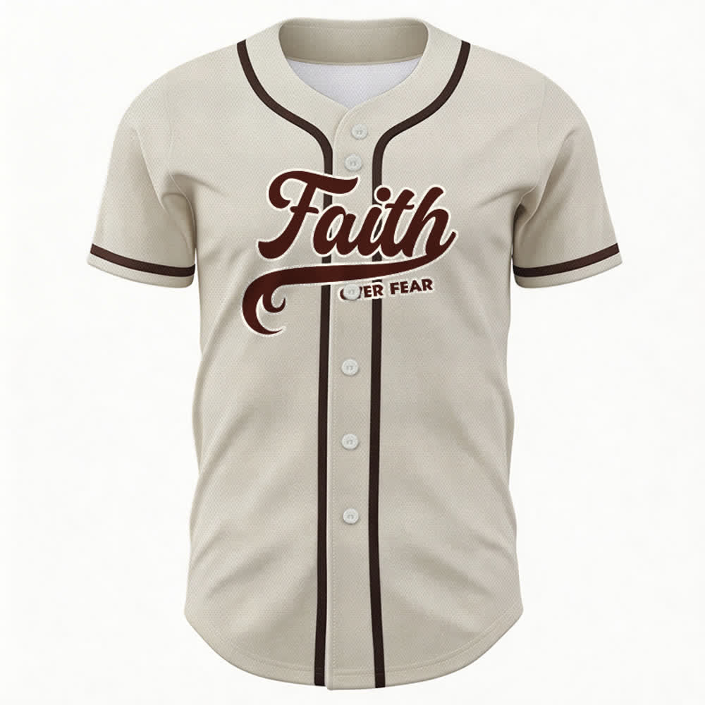 Christianartworkshop Faith Over Fear Custom Name Number Unisex Baseball Jersey - image 58