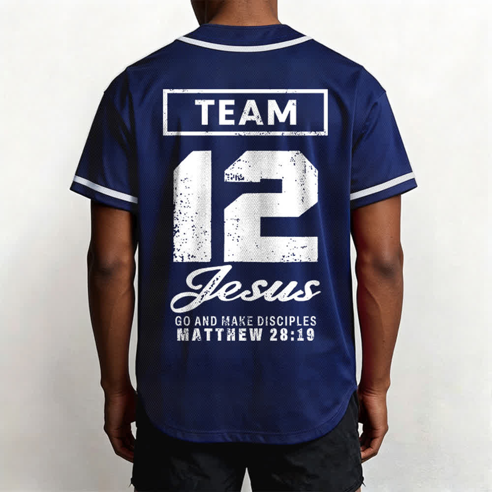 Christianartworkshop Team Jesus Matthew 28:19 Go And Make Disciples Unisex Baseball Jersey - image 3
