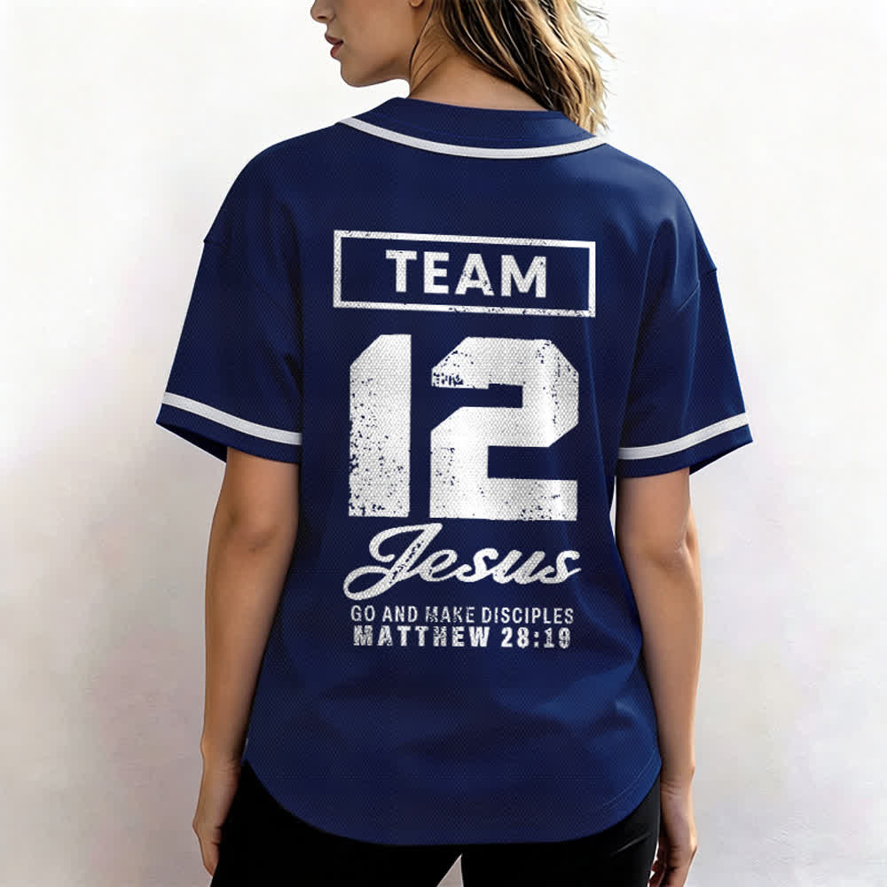 Christianartworkshop Team Jesus Matthew 28:19 Go And Make Disciples Unisex Baseball Jersey - image 5