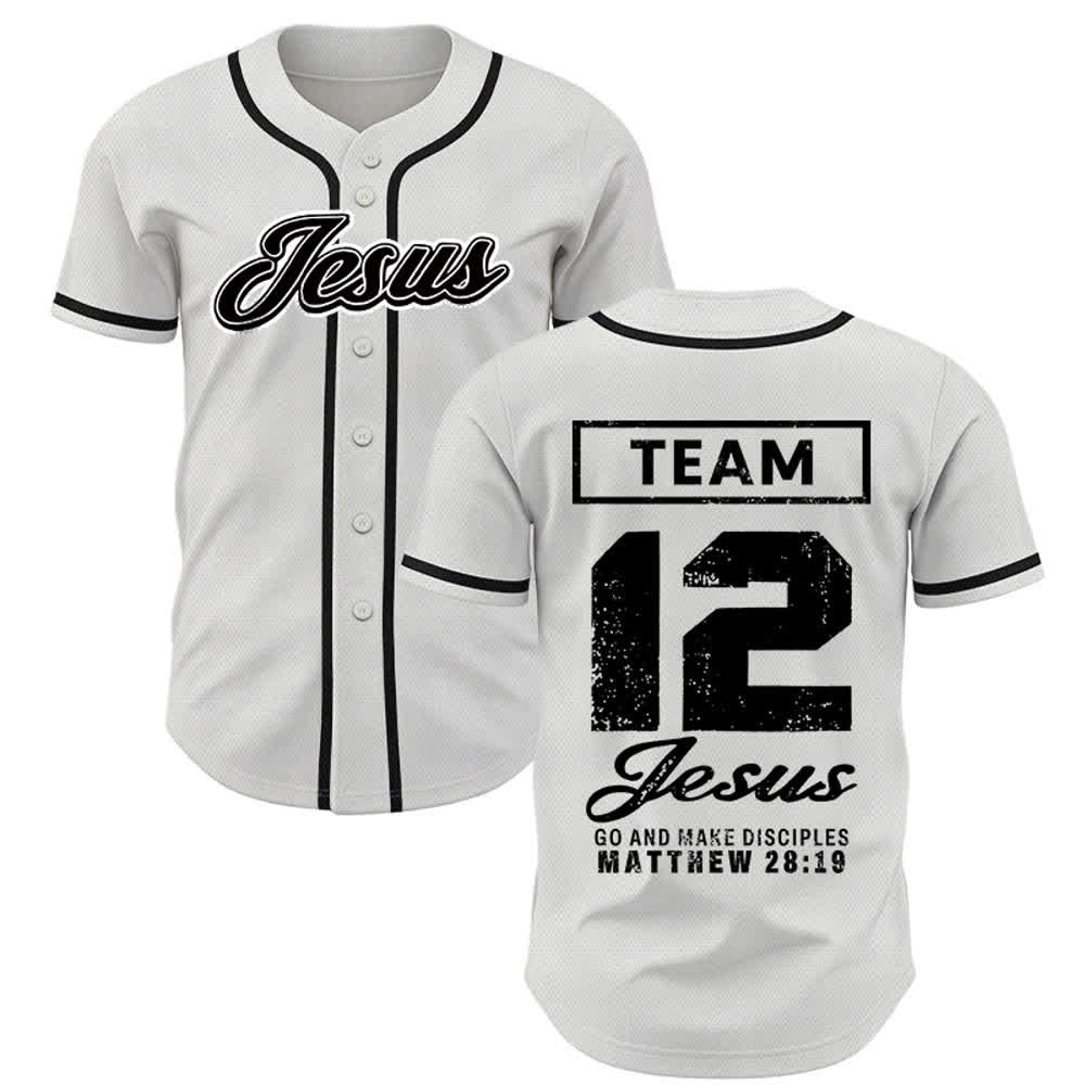 Christianartworkshop Team Jesus Matthew 28:19 Go And Make Disciples Unisex Baseball Jersey - White - 5XL - image 7