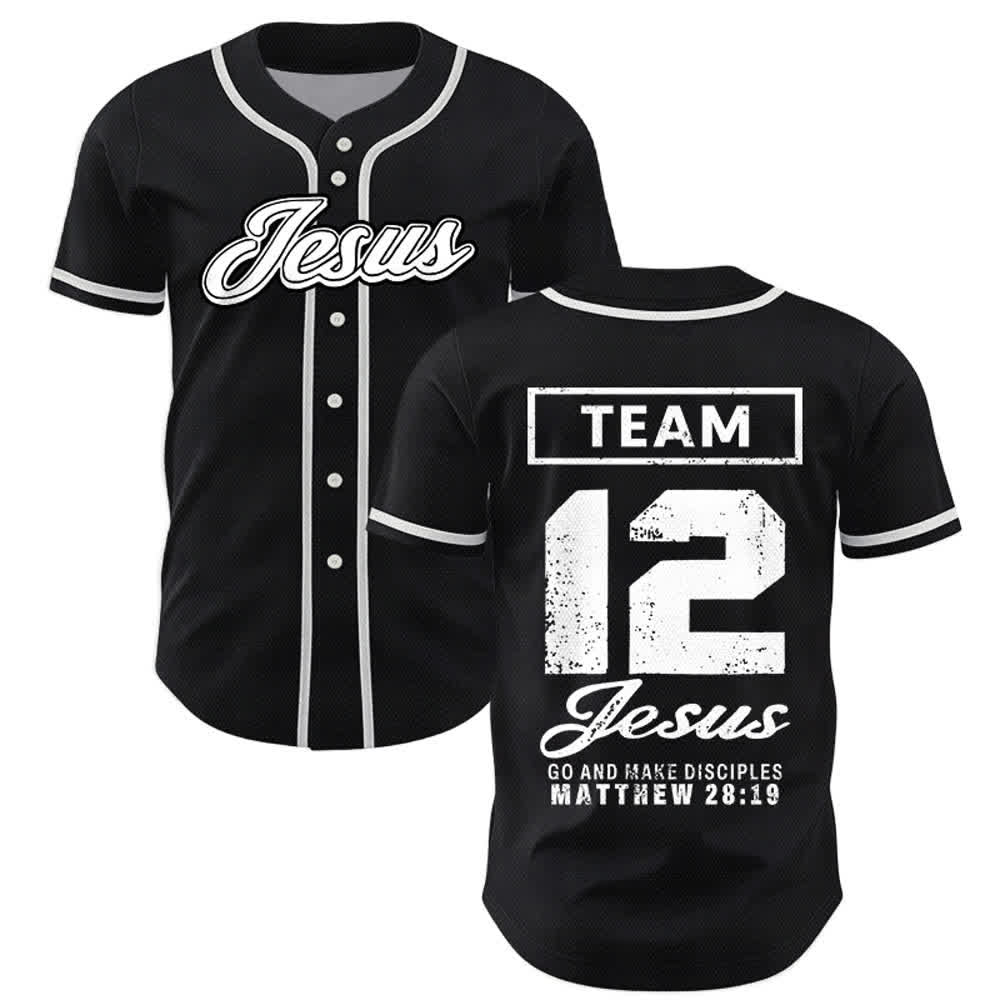 Christianartworkshop Team Jesus Matthew 28:19 Go And Make Disciples Unisex Baseball Jersey - Black - 5XL - image 14
