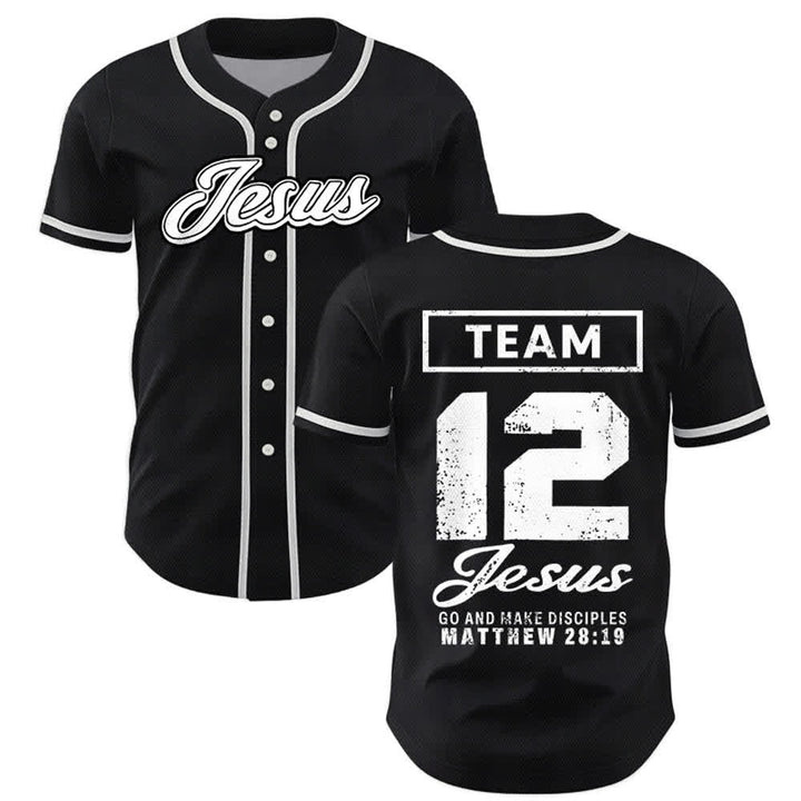 Christianartworkshop Team Jesus Matthew 28:19 Go And Make Disciples Unisex Baseball Jersey - Black - 5XL - image 14