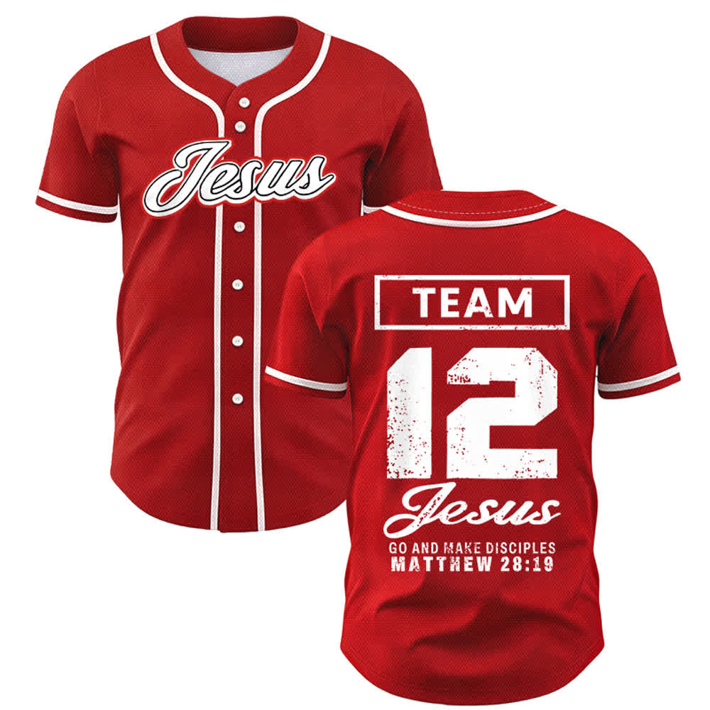 Christianartworkshop Team Jesus Matthew 28:19 Go And Make Disciples Unisex Baseball Jersey - Red - 5XL - image 21