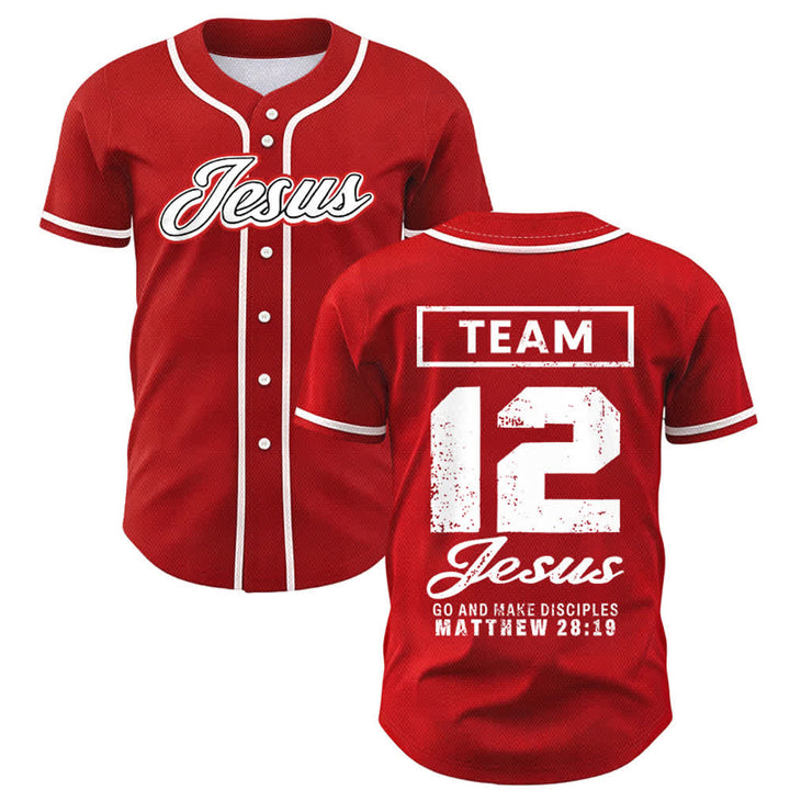 Christianartworkshop Team Jesus Matthew 28:19 Go And Make Disciples Unisex Baseball Jersey - Red - 5XL - image 21