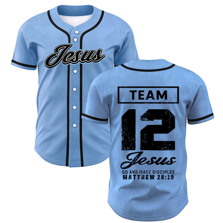 Christianartworkshop Team Jesus Matthew 28:19 Go And Make Disciples Unisex Baseball Jersey - Blue - 5XL - image 35