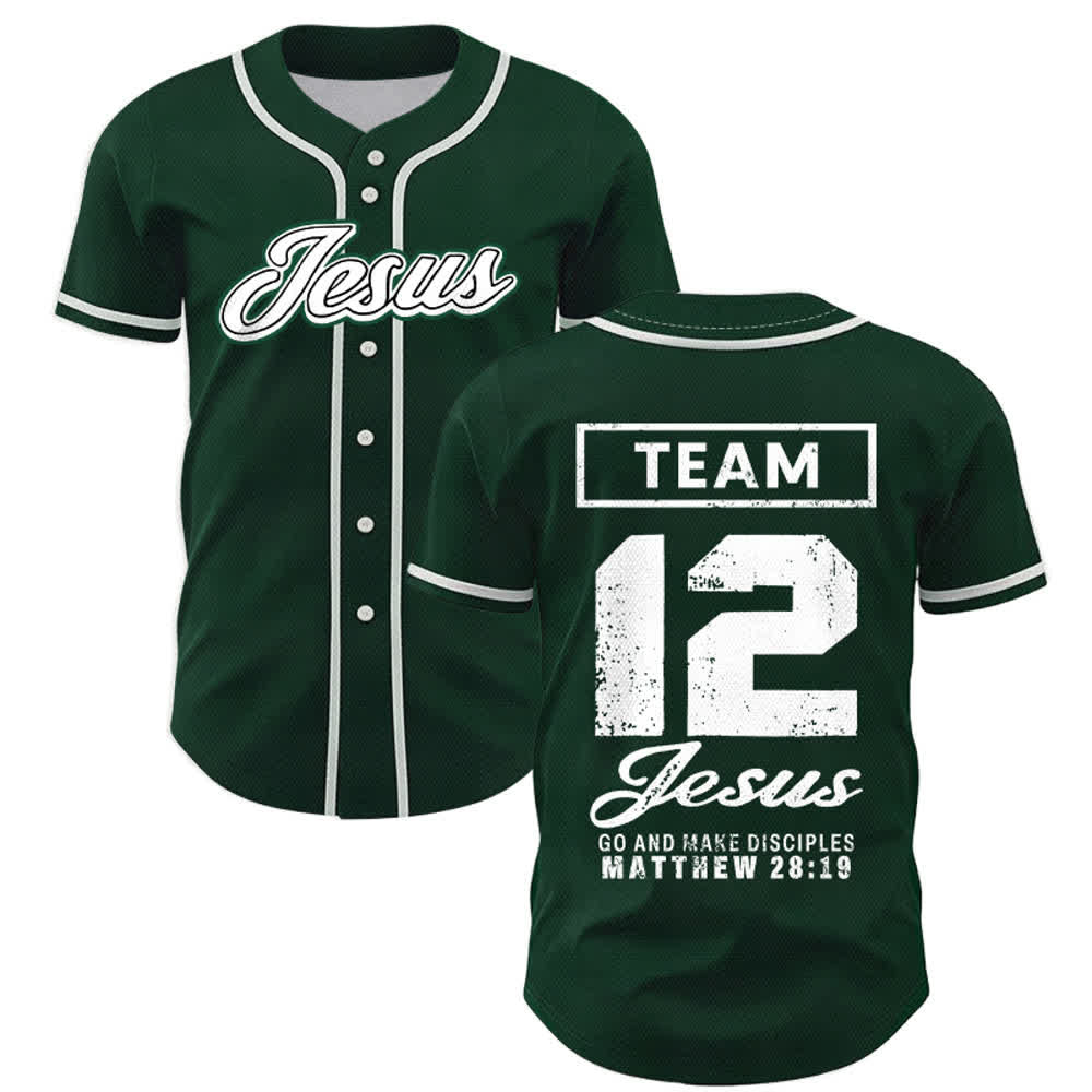 Christianartworkshop Team Jesus Matthew 28:19 Go And Make Disciples Unisex Baseball Jersey - Green - 5XL - image 42