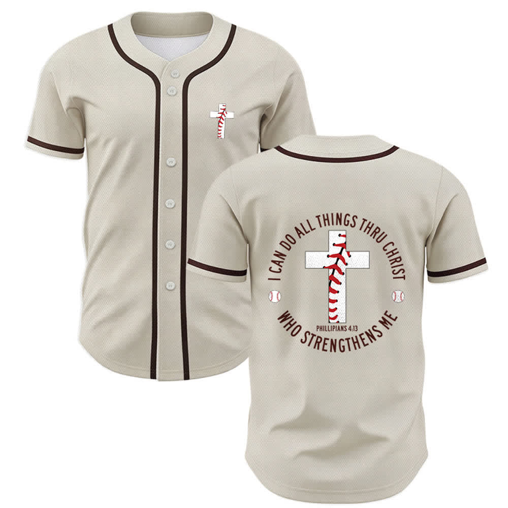 Christianartworkshop Philippians 4:13 I Can Do All Things Unisex Baseball Jersey - Apricot - 5XL - image 0