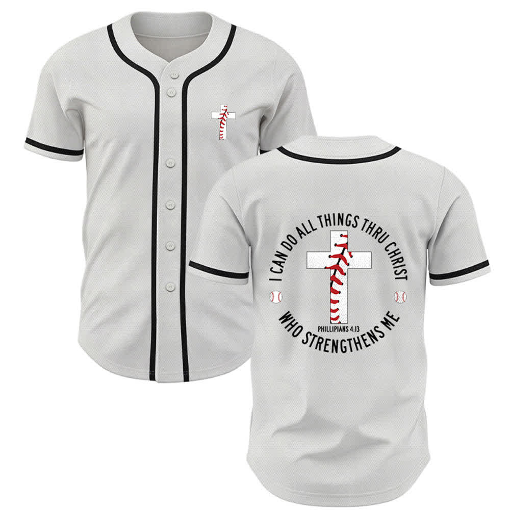 Christianartworkshop Philippians 4:13 I Can Do All Things Unisex Baseball Jersey - White - 5XL - image 7