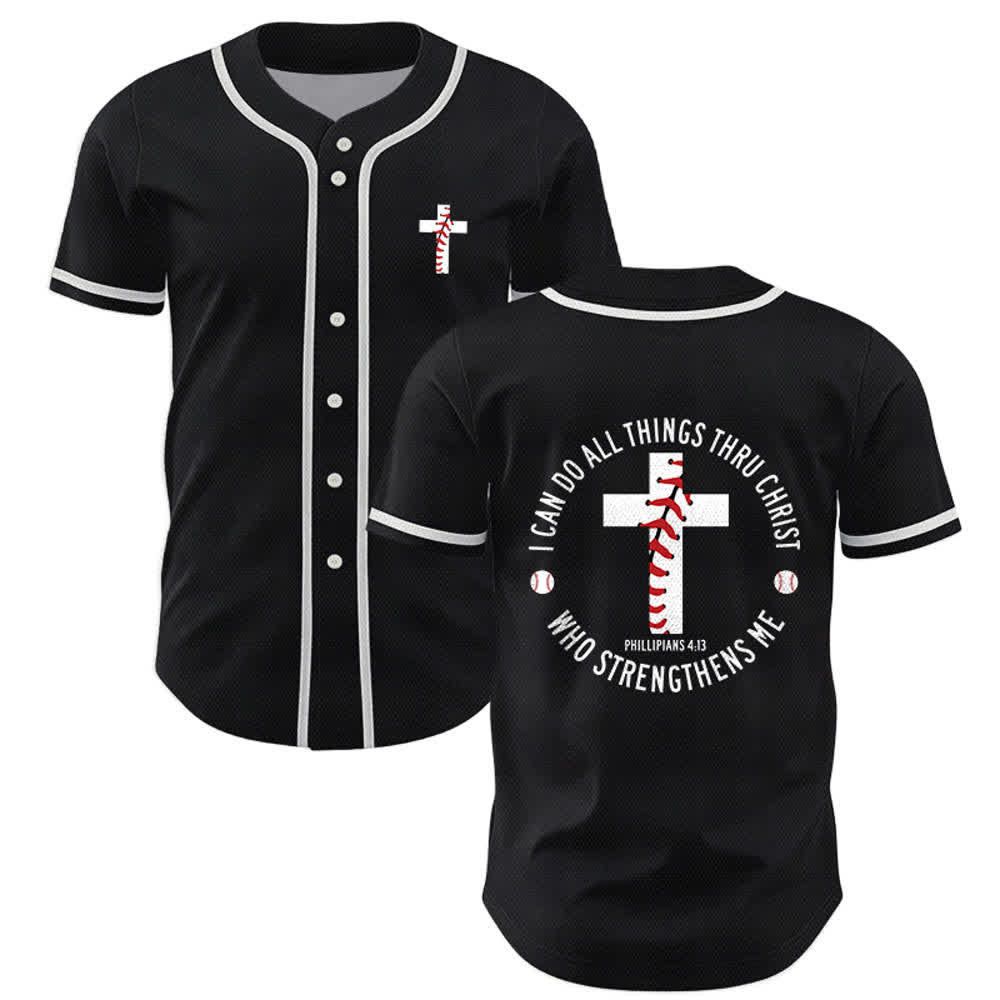 Christianartworkshop Philippians 4:13 I Can Do All Things Unisex Baseball Jersey - Black - 5XL - image 14