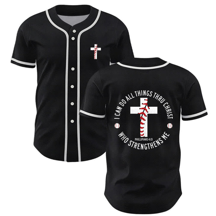 Christianartworkshop Philippians 4:13 I Can Do All Things Unisex Baseball Jersey - Black - 5XL - image 14