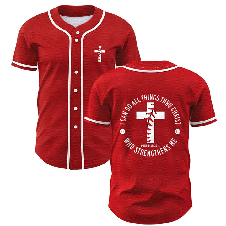 Christianartworkshop Philippians 4:13 I Can Do All Things Unisex Baseball Jersey - Red - 5XL - image 21