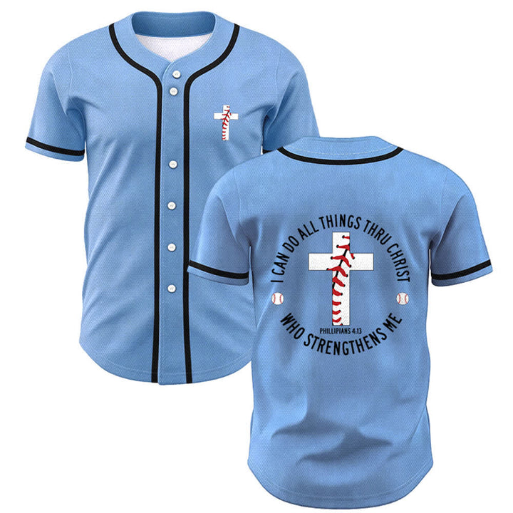 Christianartworkshop Philippians 4:13 I Can Do All Things Unisex Baseball Jersey - Blue - 5XL - image 35