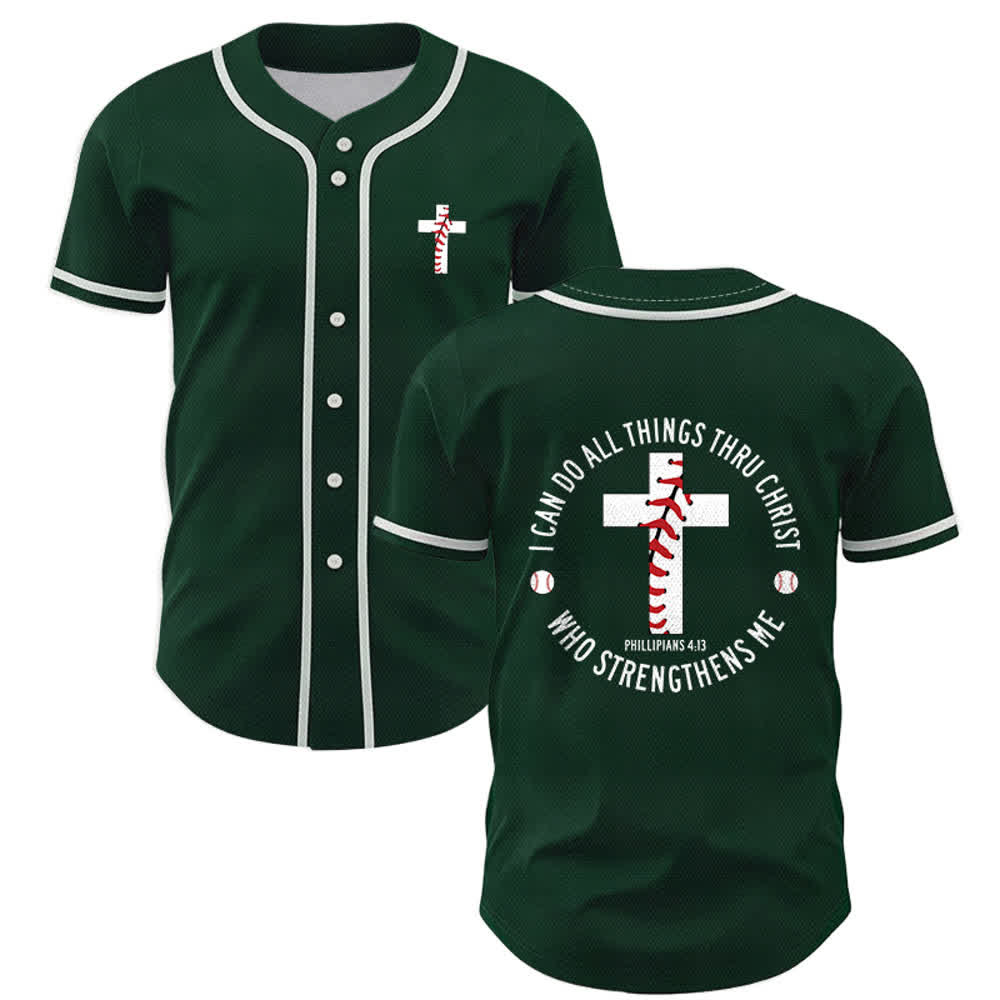 Christianartworkshop Philippians 4:13 I Can Do All Things Unisex Baseball Jersey - Green - 5XL - image 49
