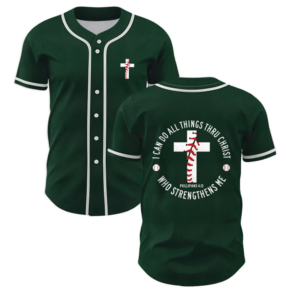 Christianartworkshop Philippians 4:13 I Can Do All Things Unisex Baseball Jersey - Green - 5XL - image 49