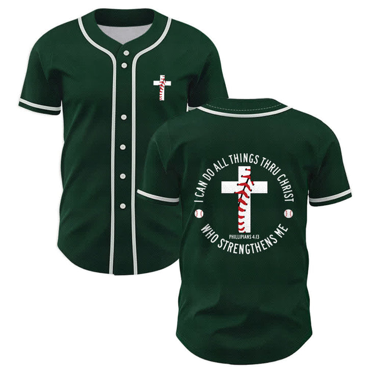 Christianartworkshop Philippians 4:13 I Can Do All Things Unisex Baseball Jersey - Green - 5XL - image 49