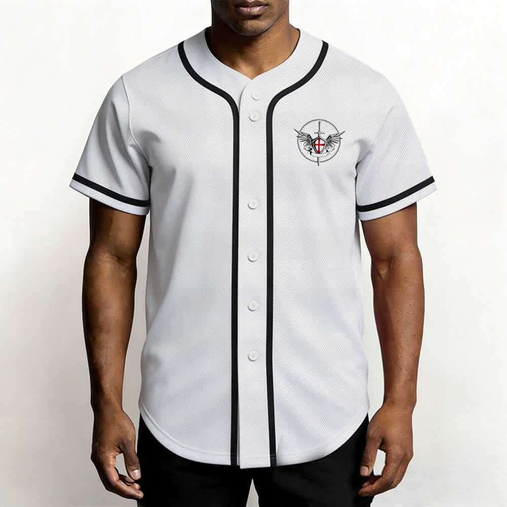 Christianartworkshop St.Michael Archangel Defend Us Unisex Baseball Jersey - image 6