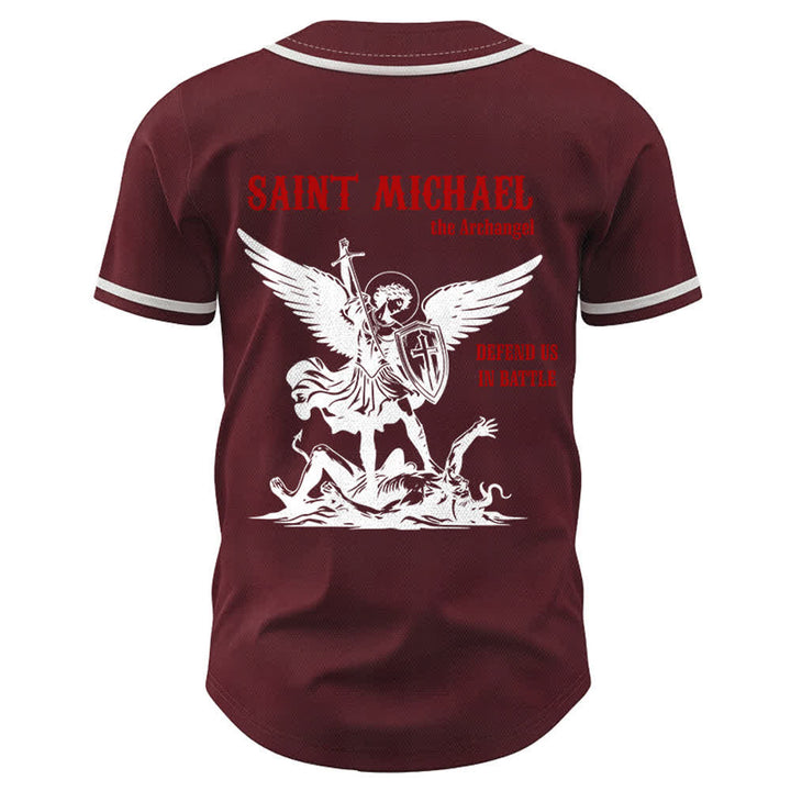 Christianartworkshop St.Michael Archangel Defend Us Unisex Baseball Jersey - image 22