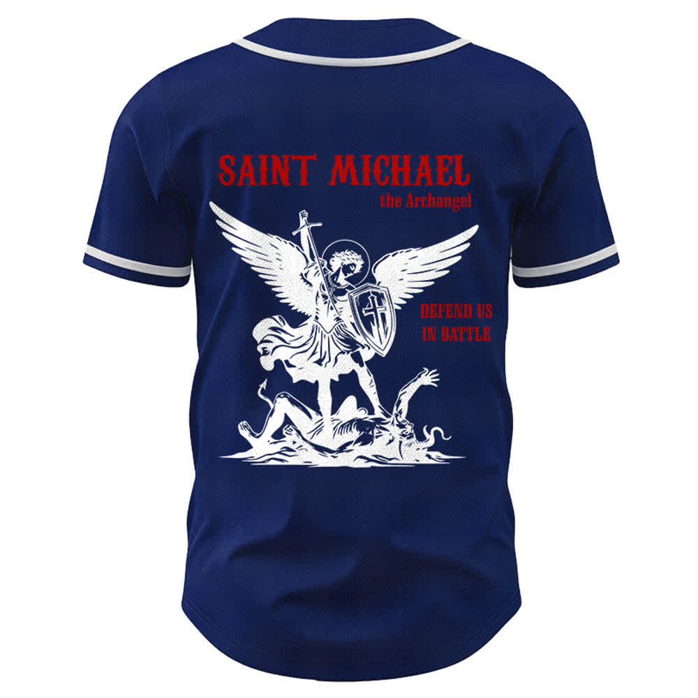 Christianartworkshop St.Michael Archangel Defend Us Unisex Baseball Jersey - image 36