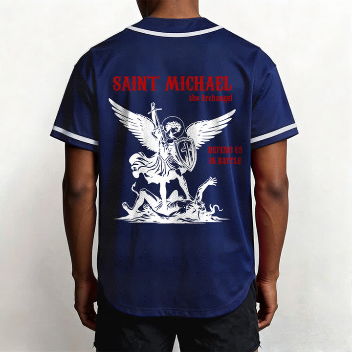 Christianartworkshop St.Michael Archangel Defend Us Unisex Baseball Jersey - image 38