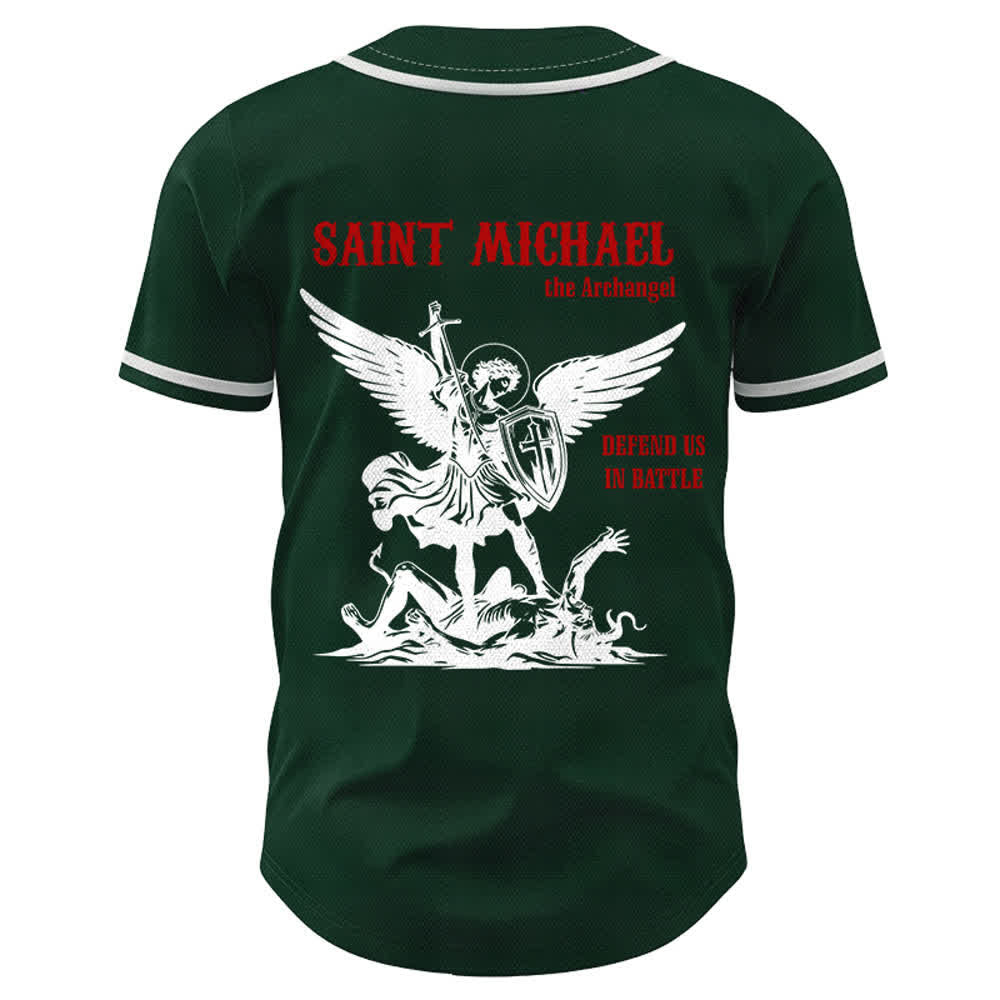 Christianartworkshop St.Michael Archangel Defend Us Unisex Baseball Jersey - image 43