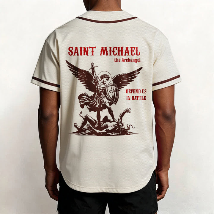 Christianartworkshop St.Michael Archangel Defend Us Unisex Baseball Jersey - image 54