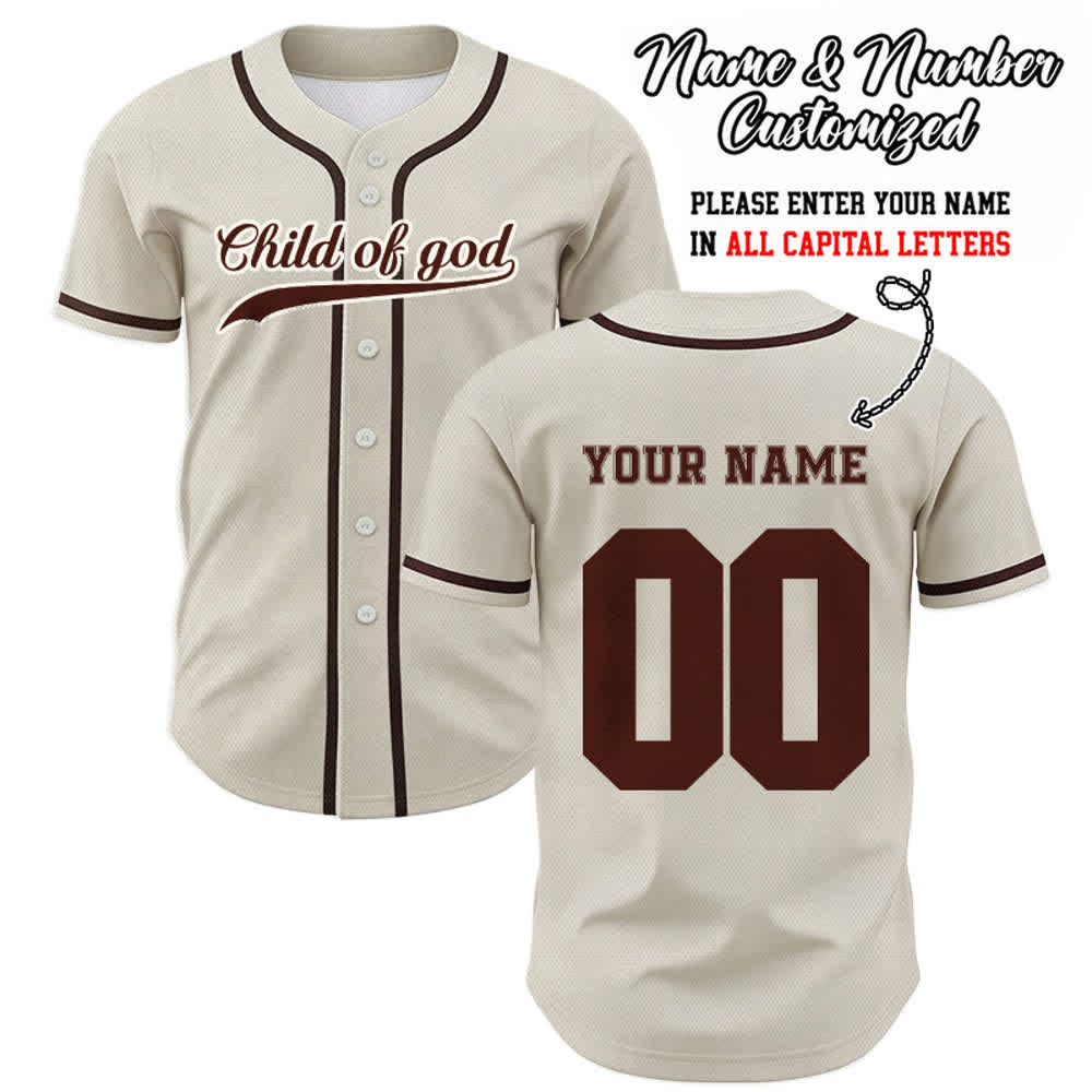 Christianartworkshop Child Of God Custom Name Number Unisex Baseball Jersey - Apricot - 5XL - Name & Number Customized - image 0