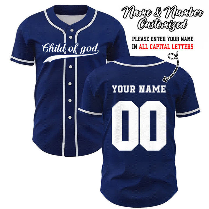 Christianartworkshop Child Of God Custom Name Number Unisex Baseball Jersey - Navy Blue - 5XL - Name & Number Customized - image 8