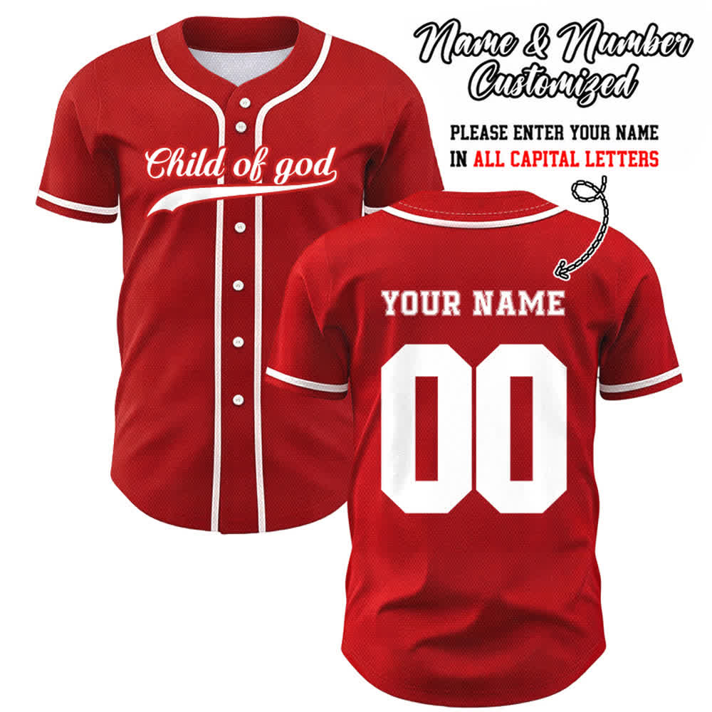 Christianartworkshop Child Of God Custom Name Number Unisex Baseball Jersey - Red - 5XL - Name & Number Customized - image 24