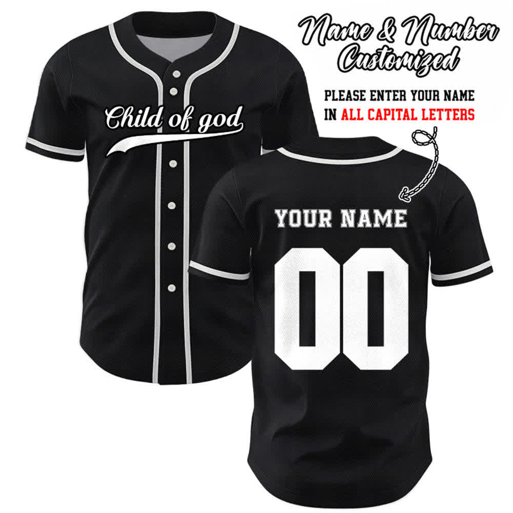 Christianartworkshop Child Of God Custom Name Number Unisex Baseball Jersey - Black - 5XL - Name & Number Customized - image 32