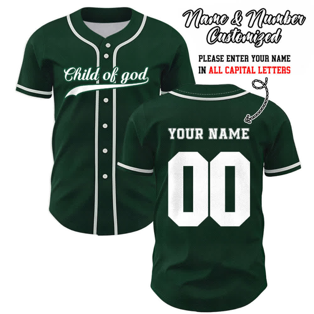 Christianartworkshop Child Of God Custom Name Number Unisex Baseball Jersey - Green - 5XL - Name & Number Customized - image 56